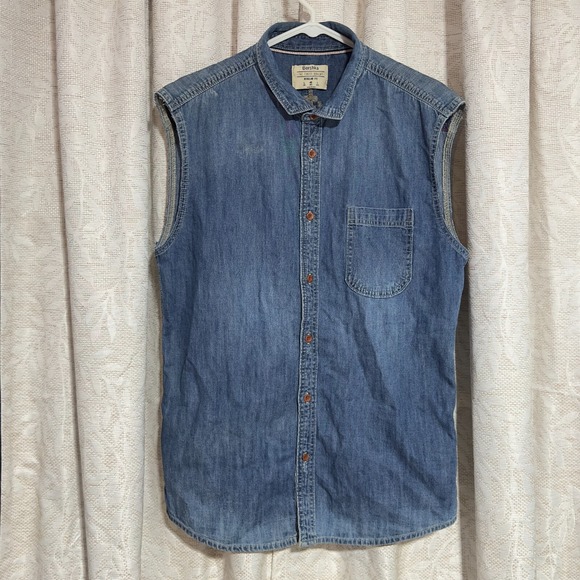 Bershka Denim Vest Embroidered Regular Fit‎ Size Large Western Style - Picture 2 of 11